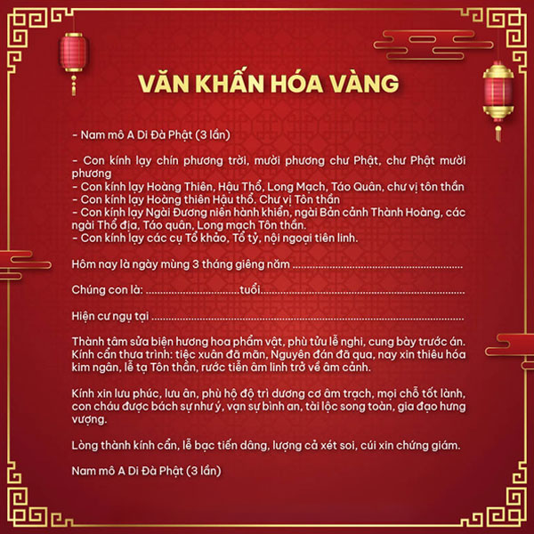 Bài văn khấn hóa vàng đơn giản tại nhà Bài văn khấn hóa vàng đơn giản tại nhà