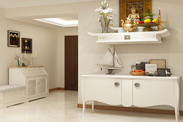 Cách bố trí bàn thờ treo tường trong phòng khách của chung cư Cách bố trí bàn thờ treo tường trong phòng khách của chung cư