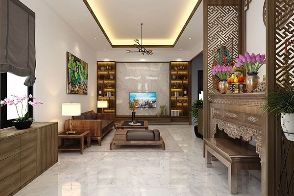Cách bố trí bàn thờ treo tường trong phòng khách nhà ống Cách bố trí bàn thờ treo tường trong phòng khách nhà ống